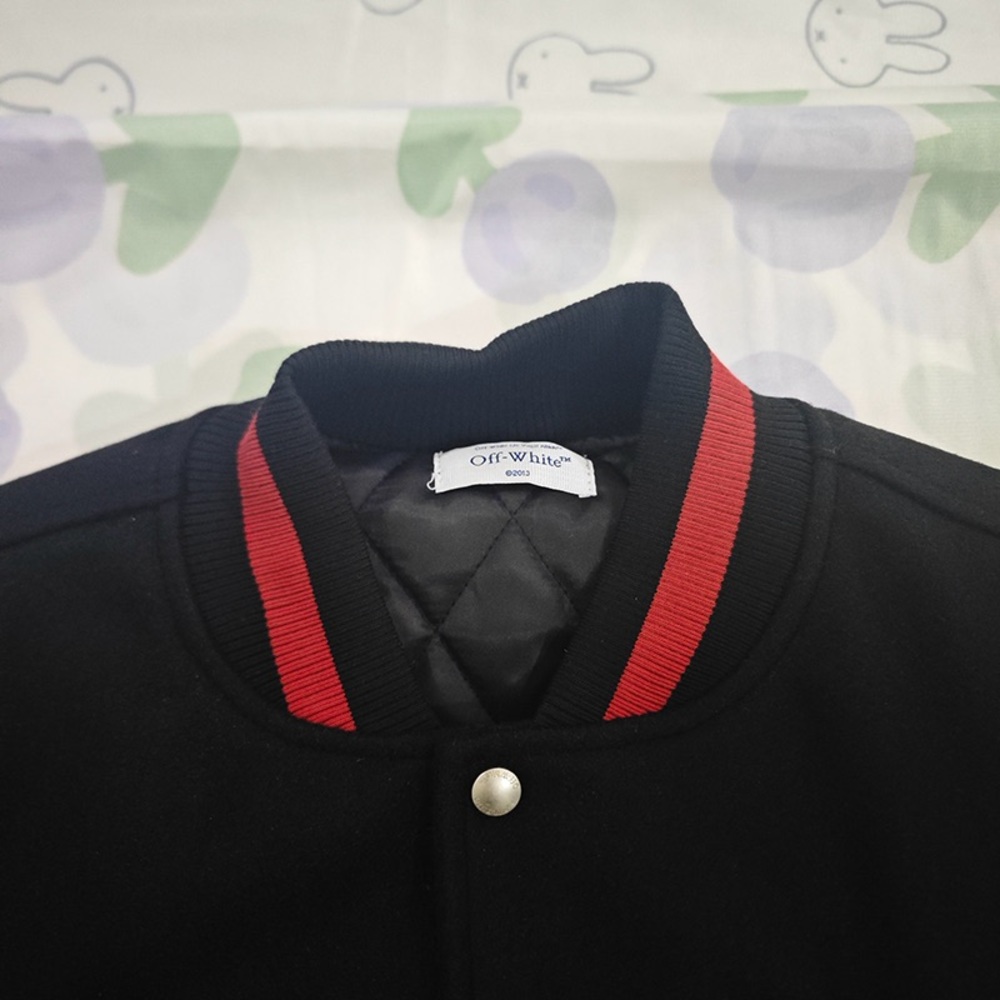 Off-White Wool And Leather Baseball Jacket - image 2